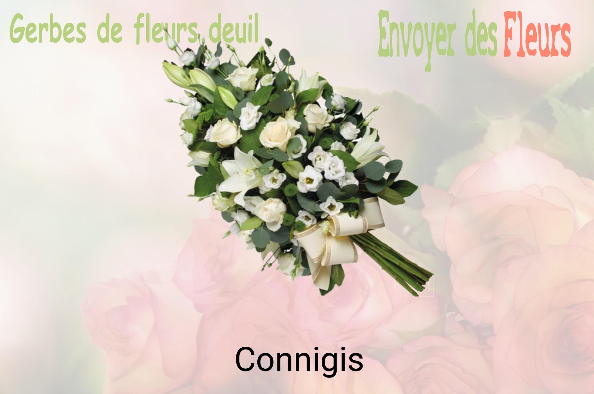 Gerbe de fleurs de deuil livrée à Connigis